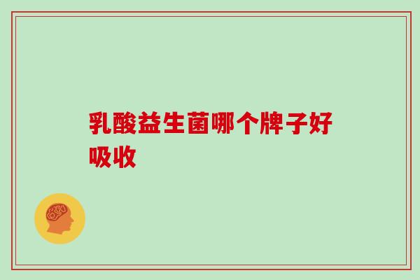 乳酸益生菌哪个牌子好吸收