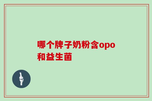 哪个牌子奶粉含opo和益生菌