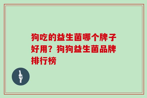 狗吃的益生菌哪个牌子好用？狗狗益生菌品牌排行榜