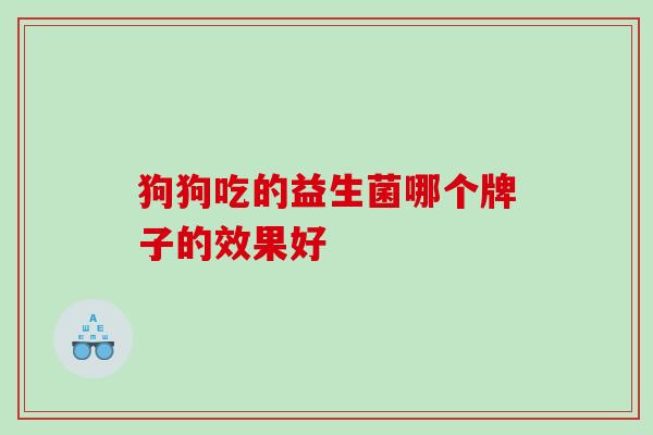 狗狗吃的益生菌哪个牌子的效果好