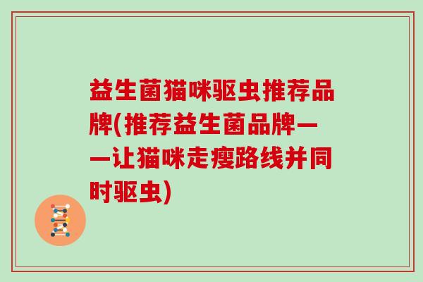 益生菌猫咪驱虫推荐品牌(推荐益生菌品牌——让猫咪走瘦路线并同时驱虫)