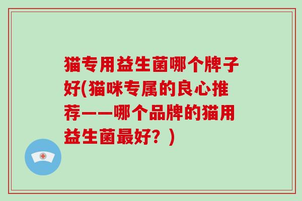 猫专用益生菌哪个牌子好(猫咪专属的良心推荐——哪个品牌的猫用益生菌好？)