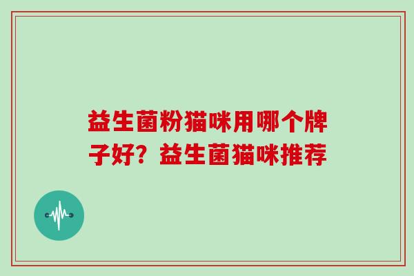 益生菌粉猫咪用哪个牌子好？益生菌猫咪推荐