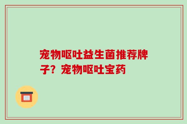宠物呕吐益生菌推荐牌子？宠物呕吐宝药