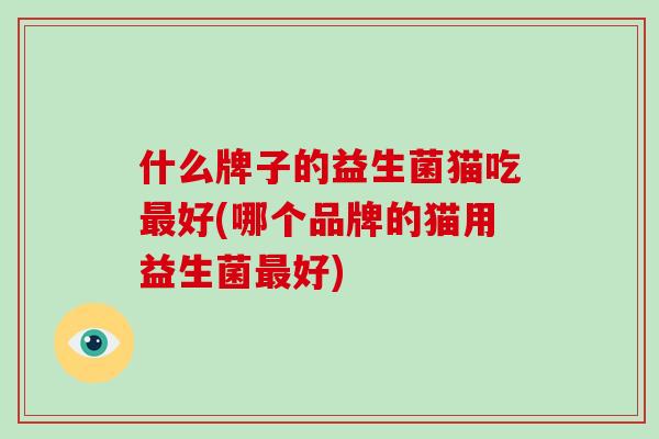 什么牌子的益生菌猫吃好(哪个品牌的猫用益生菌好)