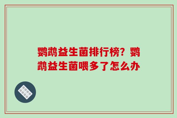 鹦鹉益生菌排行榜？鹦鹉益生菌喂多了怎么办
