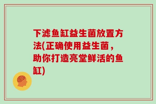下滤鱼缸益生菌放置方法(正确使用益生菌，助你打造亮堂鲜活的鱼缸)