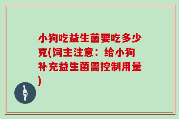小狗吃益生菌要吃多少克(饲主注意：给小狗补充益生菌需控制用量)