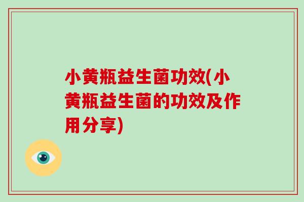 小黄瓶益生菌功效(小黄瓶益生菌的功效及作用分享)