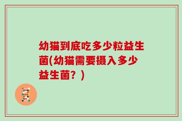 幼猫到底吃多少粒益生菌(幼猫需要摄入多少益生菌？)
