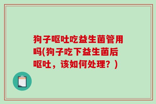 狗子吃益生菌管用吗(狗子吃下益生菌后，该如何处理？)