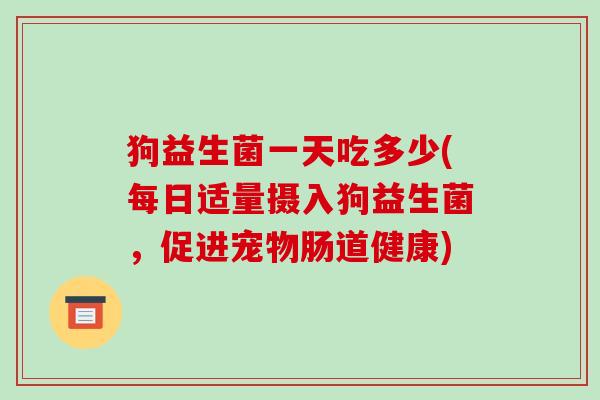 狗益生菌一天吃多少(每日适量摄入狗益生菌，促进宠物肠道健康)