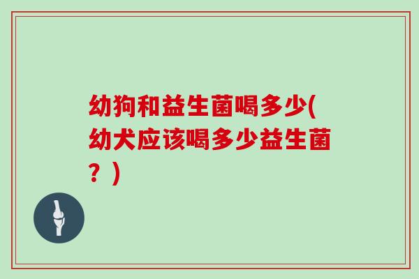 幼狗和益生菌喝多少(幼犬应该喝多少益生菌？)