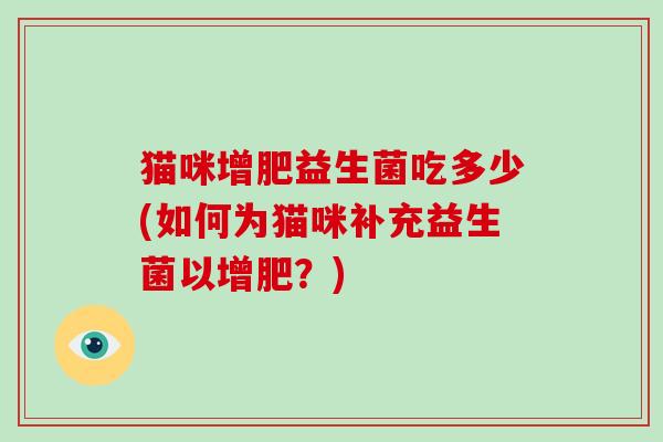 猫咪增肥益生菌吃多少(如何为猫咪补充益生菌以增肥？)