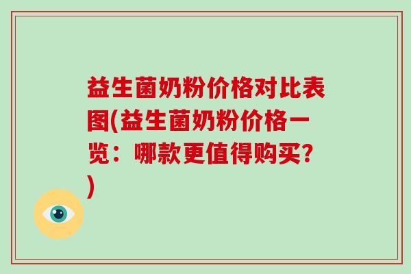 益生菌奶粉价格对比表图(益生菌奶粉价格一览：哪款更值得购买？)