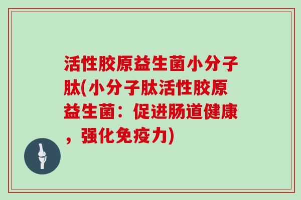活性胶原益生菌小分子肽(小分子肽活性胶原益生菌：促进肠道健康，强化免疫力)