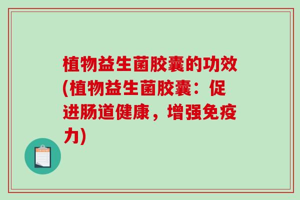 植物益生菌胶囊的功效(植物益生菌胶囊:促进肠道健康,增强力) 植物益生菌胶囊的功效(植物益生菌胶囊:促进肠道健康,增强力)