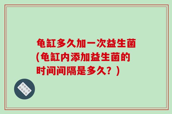 龟缸多久加一次益生菌(龟缸内添加益生菌的时间间隔是多久？)