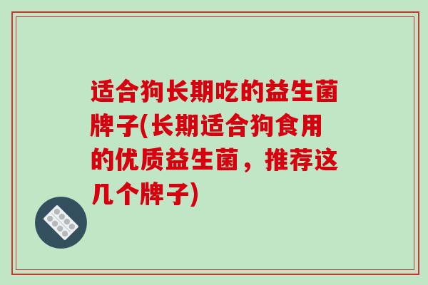 适合狗长期吃的益生菌牌子(长期适合狗食用的优质益生菌，推荐这几个牌子)