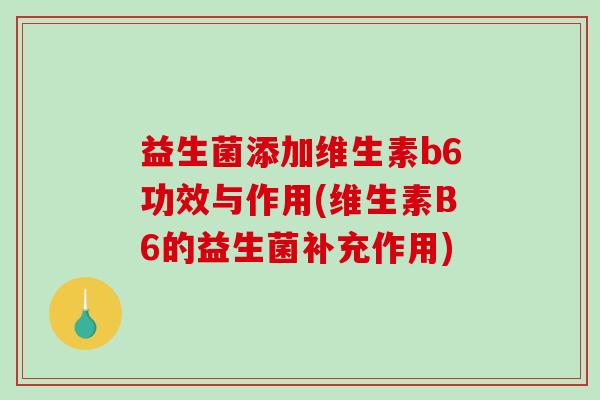 益生菌添加维生素b6功效与作用(维生素B6的益生菌补充作用)