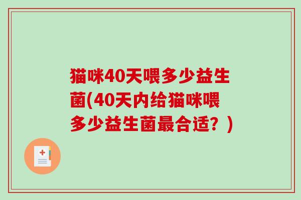 猫咪40天喂多少益生菌(40天内给猫咪喂多少益生菌合适？)