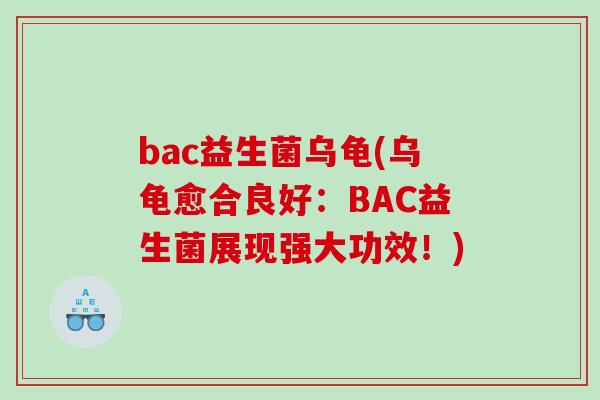 bac益生菌乌龟(乌龟愈合良好：BAC益生菌展现强大功效！)