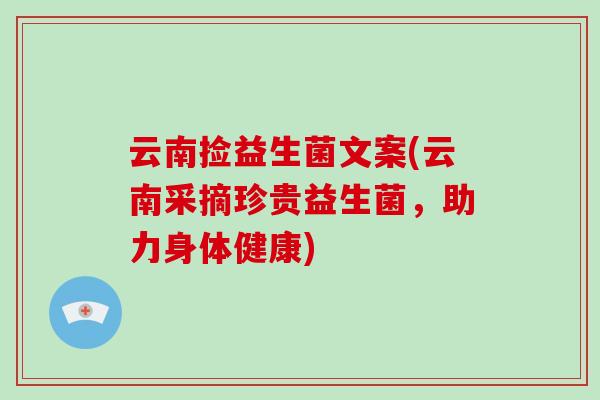 云南捡益生菌文案(云南采摘珍贵益生菌，助力身体健康)