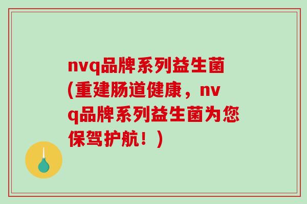 nvq品牌系列益生菌(重建肠道健康,nvq品牌系列益生菌为您保驾护航!) nvq品牌系列益生菌(重建肠道健康,nvq品牌系列益生菌为您保驾护航!)
