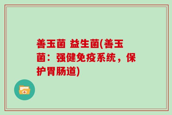善玉菌 益生菌(善玉菌：强健系统，保护道)