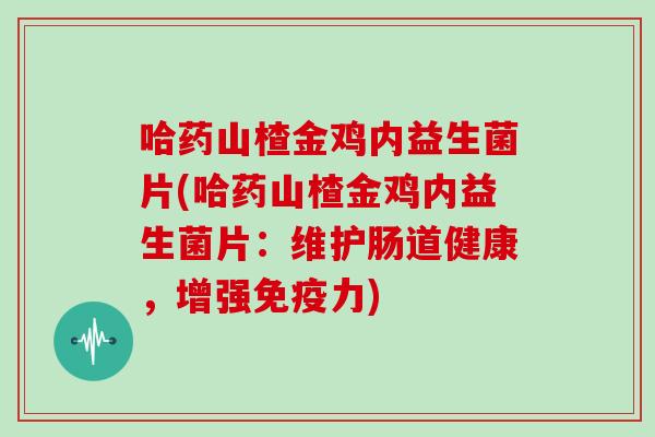 哈药山楂金鸡内益生菌片(哈药山楂金鸡内益生菌片：维护肠道健康，增强免疫力)