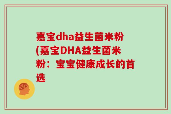 嘉宝dha益生菌米粉(嘉宝DHA益生菌米粉：宝宝健康成长的首选