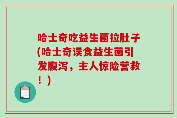 哈士奇吃益生菌拉肚子(哈士奇误食益生菌引发，主人惊险营救！)