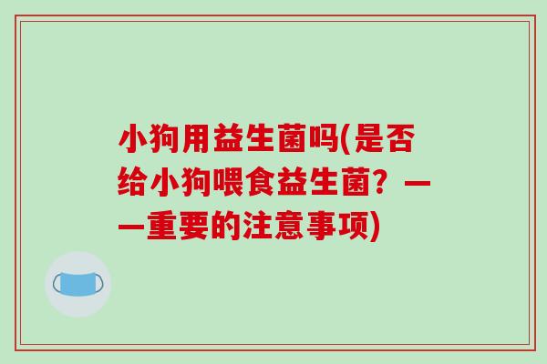 小狗用益生菌吗(是否给小狗喂食益生菌？——重要的注意事项)