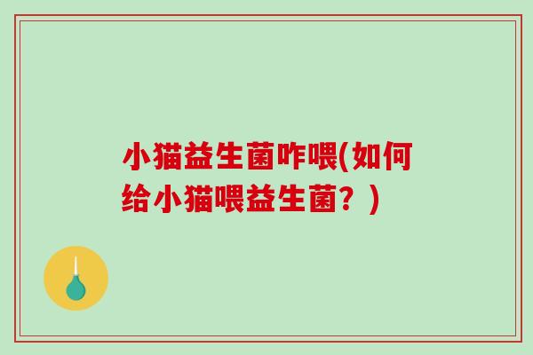 小猫益生菌咋喂(如何给小猫喂益生菌?) 小猫益生菌咋喂(如何给小猫喂益生菌?)