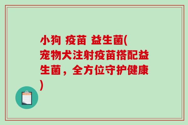 小狗 疫苗 益生菌(宠物犬注射疫苗搭配益生菌，全方位守护健康)