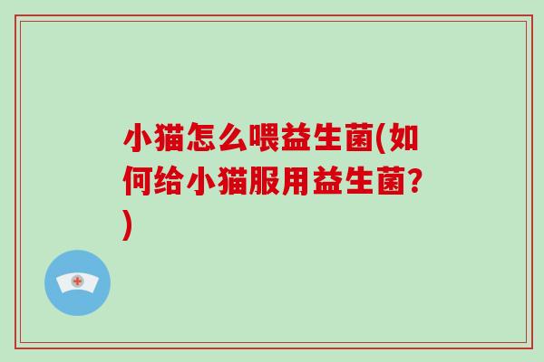 小猫怎么喂益生菌(如何给小猫服用益生菌？)