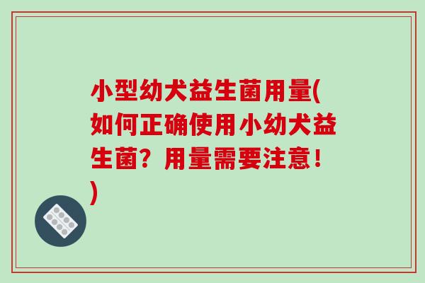 小型幼犬益生菌用量(如何正确使用小幼犬益生菌？用量需要注意！)