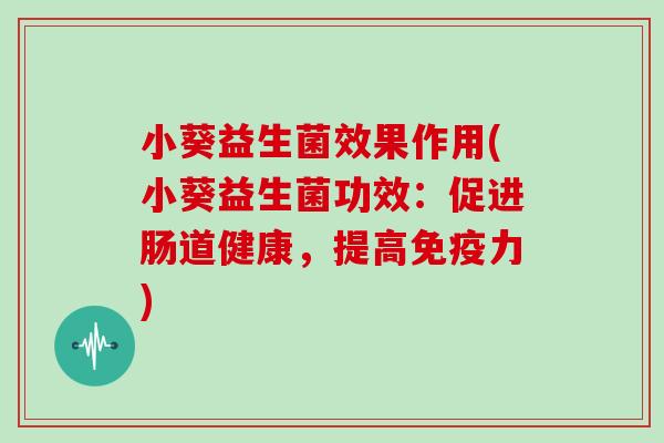 小葵益生菌效果作用(小葵益生菌功效：促进肠道健康，提高免疫力)