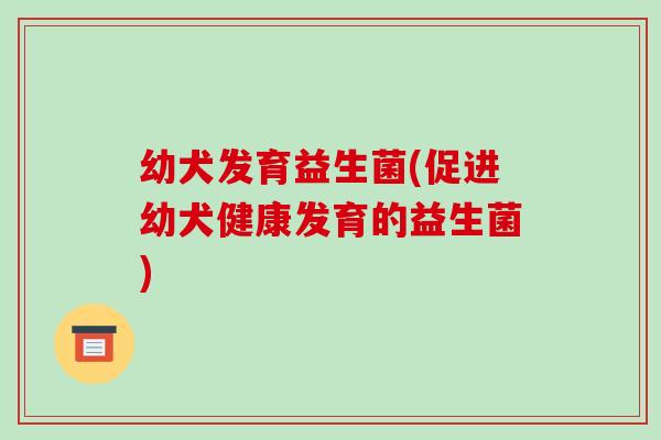 幼犬发育益生菌(促进幼犬健康发育的益生菌) 幼犬发育益生菌(促进幼犬健康发育的益生菌)