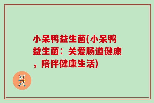 小呆鸭益生菌(小呆鸭益生菌：关爱肠道健康，陪伴健康生活)
