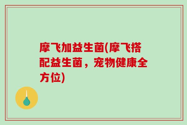 摩飞加益生菌(摩飞搭配益生菌，宠物健康全方位)