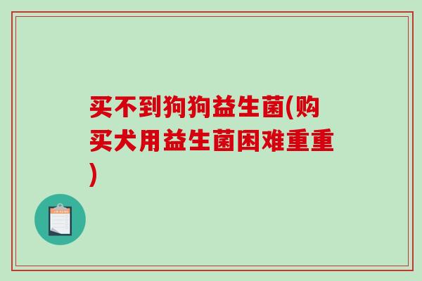 买不到狗狗益生菌(购买犬用益生菌困难重重)