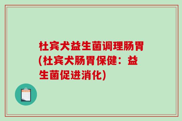 杜宾犬益生菌调理肠胃(杜宾犬肠胃保健：益生菌促进消化)