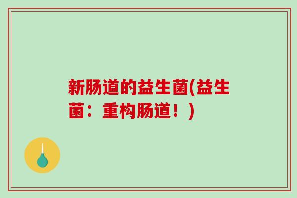 新肠道的益生菌(益生菌：重构肠道！)