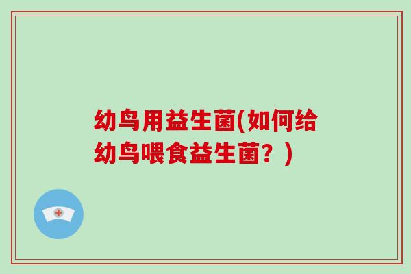 幼鸟用益生菌(如何给幼鸟喂食益生菌？)