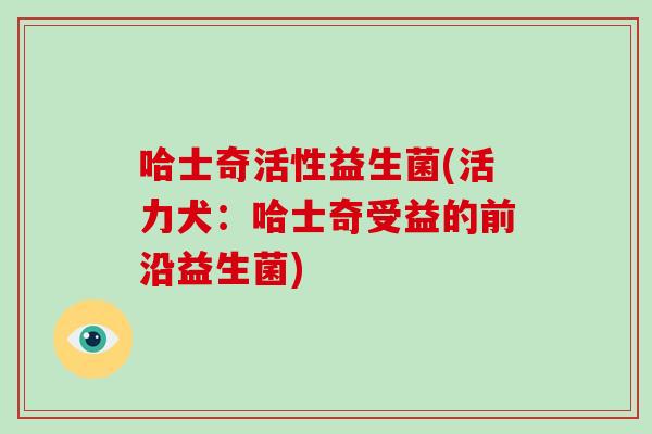 哈士奇活性益生菌(活力犬：哈士奇受益的前沿益生菌)