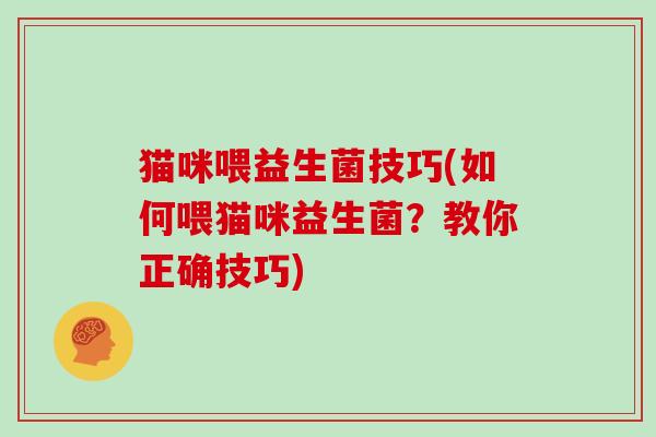 猫咪喂益生菌技巧(如何喂猫咪益生菌？教你正确技巧)