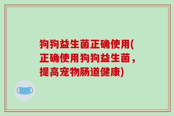狗狗益生菌正确使用(正确使用狗狗益生菌，提高宠物肠道健康)