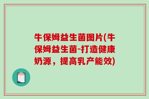 牛保姆益生菌图片(牛保姆益生菌-打造健康奶源，提高乳产能效)
