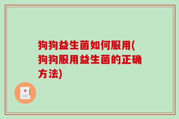狗狗益生菌如何服用(狗狗服用益生菌的正确方法)